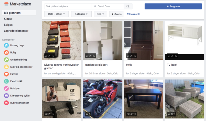 Facebook marketplace lansert i norge